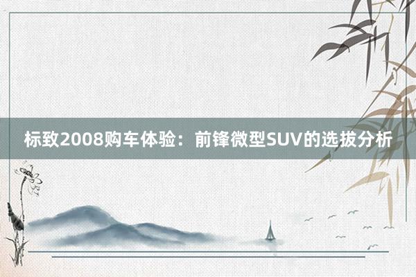 标致2008购车体验：前锋微型SUV的选拔分析